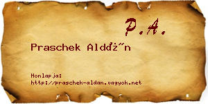 Praschek Aldán névjegykártya
